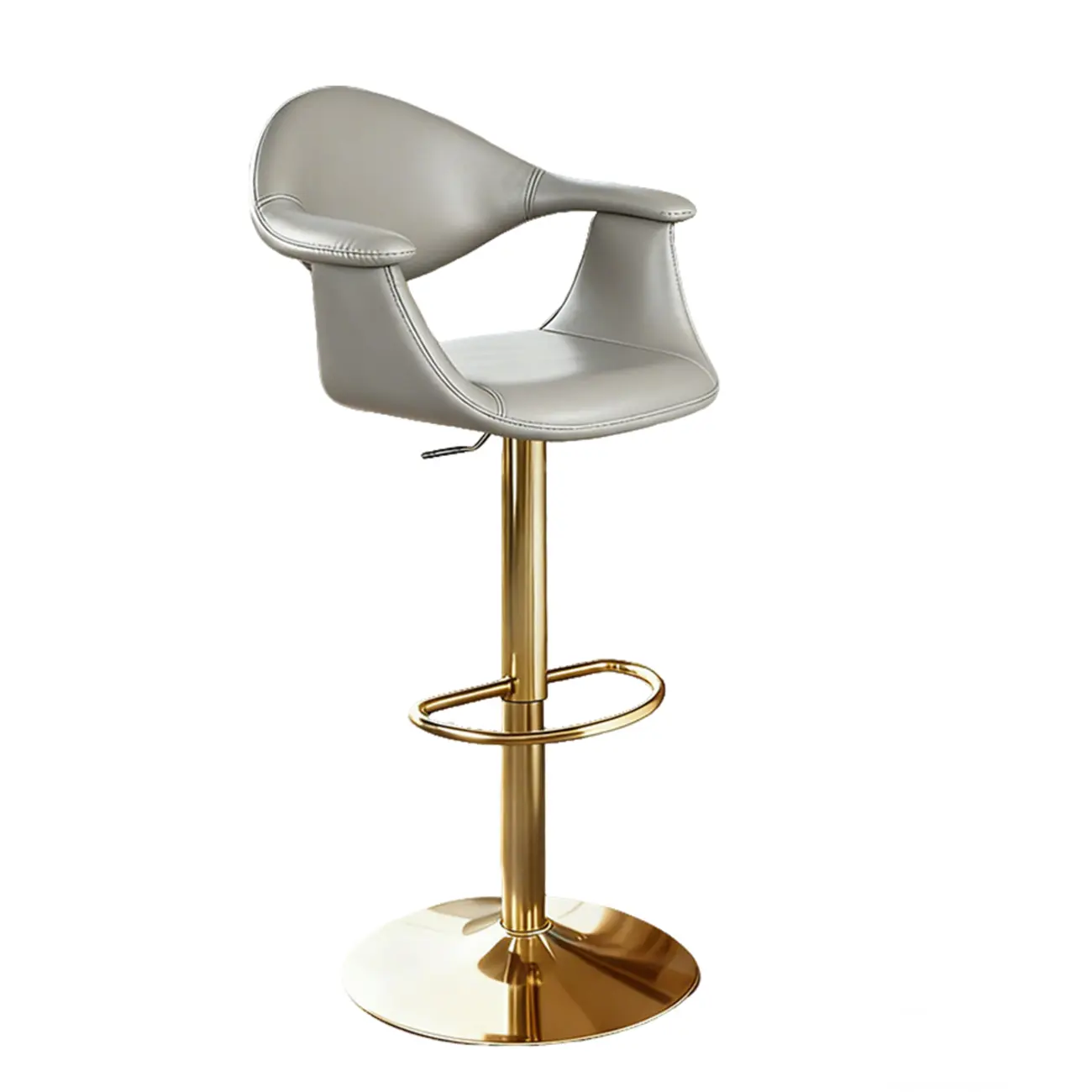Elegant Adjustable Swivel Golden Cat-scratch Leather Bar Stools Image - 10 | homeyfad