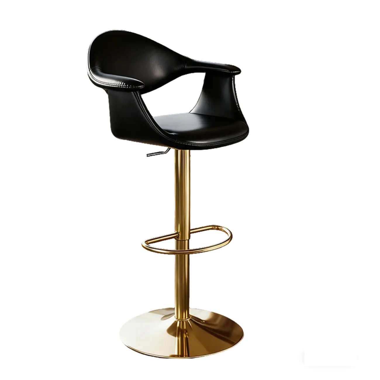 Elegant Adjustable Swivel Golden Cat-scratch Leather Bar Stools Image - 11 | homeyfad