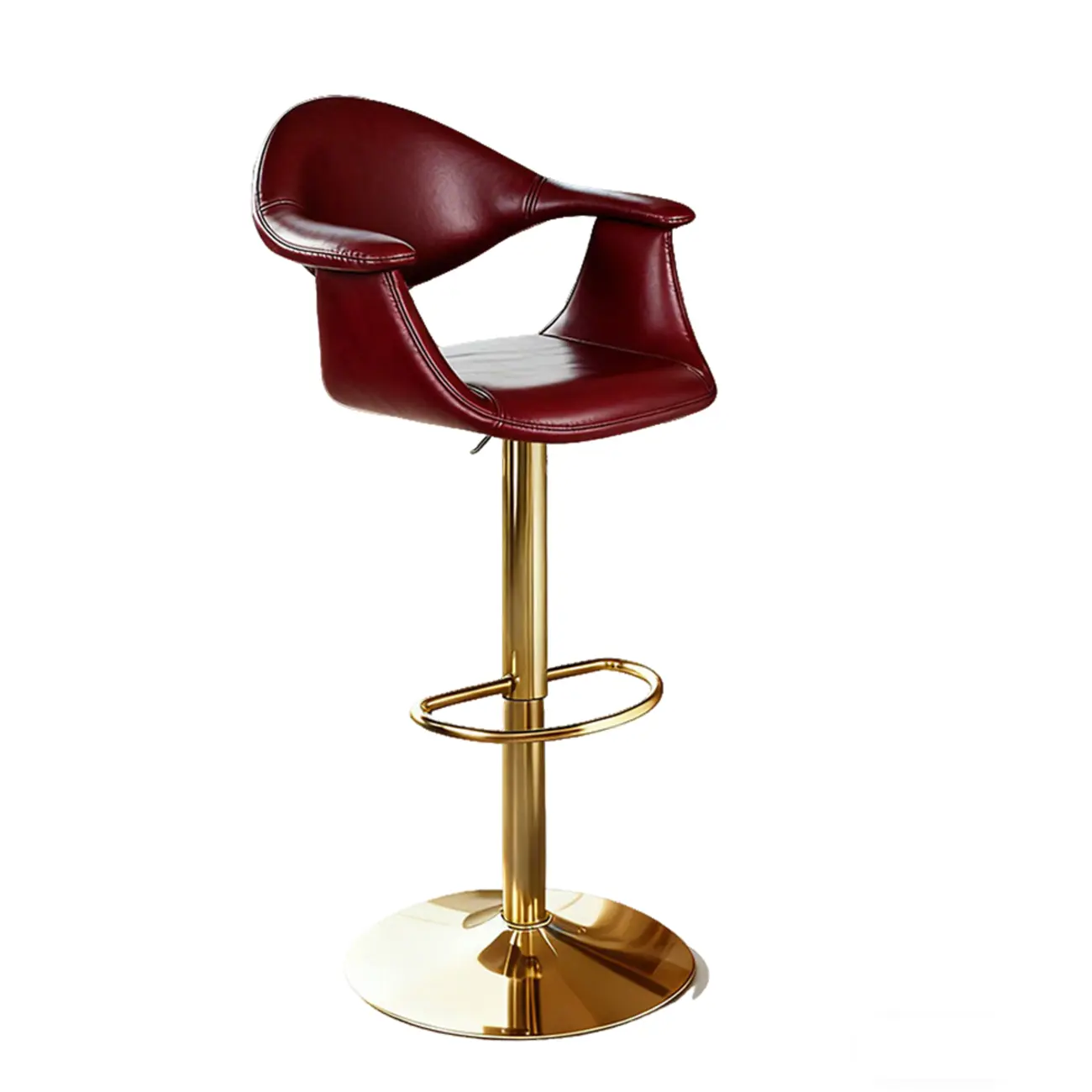 Elegant Adjustable Swivel Golden Cat-scratch Leather Bar Stools Image - 12 | homeyfad
