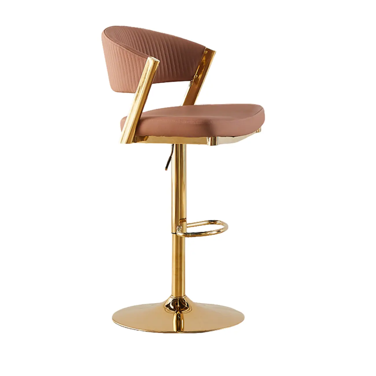 Adjustable Faux Leather Glam Swivel Bar Stools Gold Base Image - 16 | homeyfad