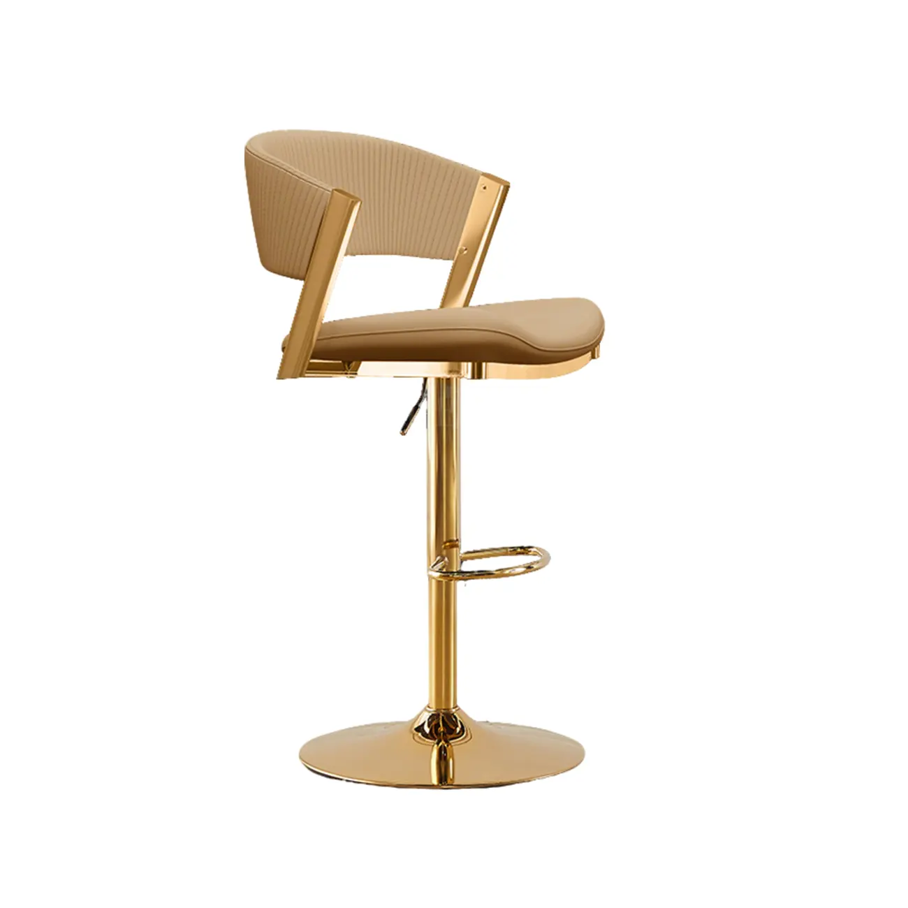 Adjustable Faux Leather Glam Swivel Bar Stools Gold Base Image - 15 | homeyfad