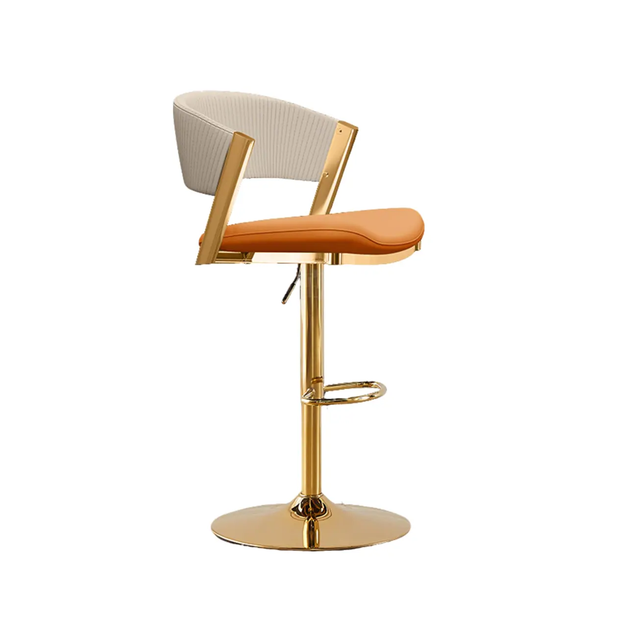 Adjustable Faux Leather Glam Swivel Bar Stools Gold Base Image - 17 | homeyfad