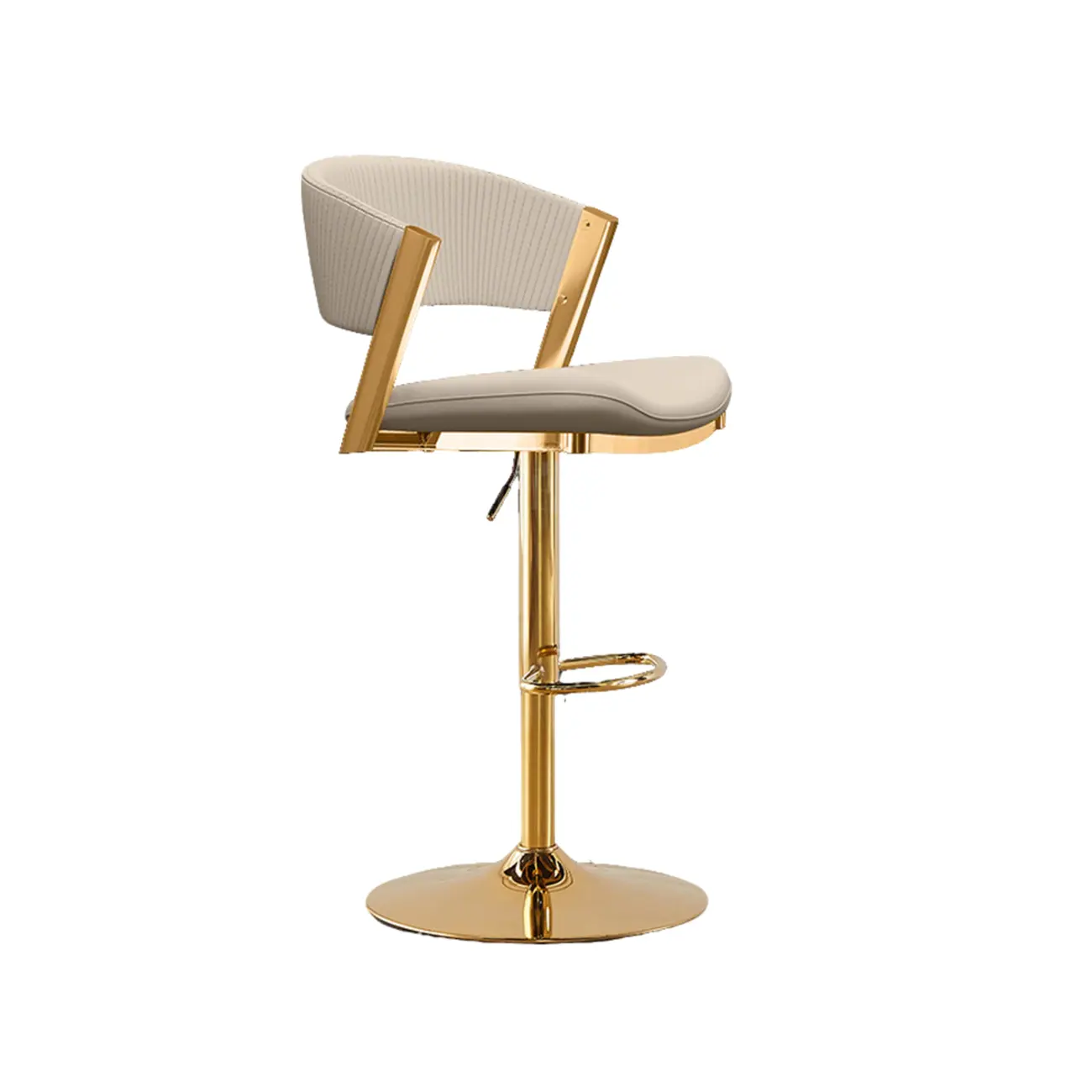 Adjustable Faux Leather Glam Swivel Bar Stools Gold Base Image - 18 | homeyfad