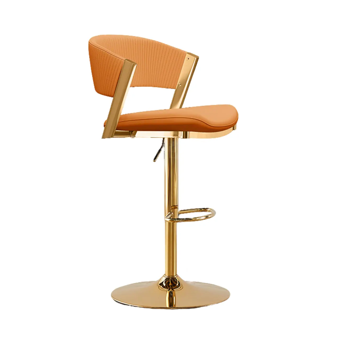Adjustable Faux Leather Glam Swivel Bar Stools Gold Base Image - 19 | homeyfad