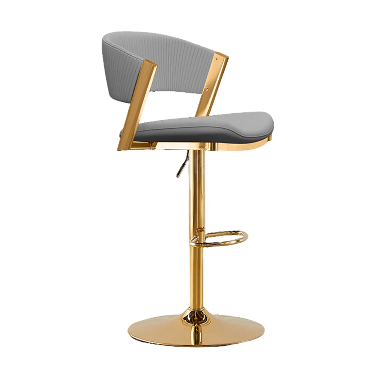 Adjustable Faux Leather Glam Swivel Bar Stools Gold Base Image - 14 | homeyfad