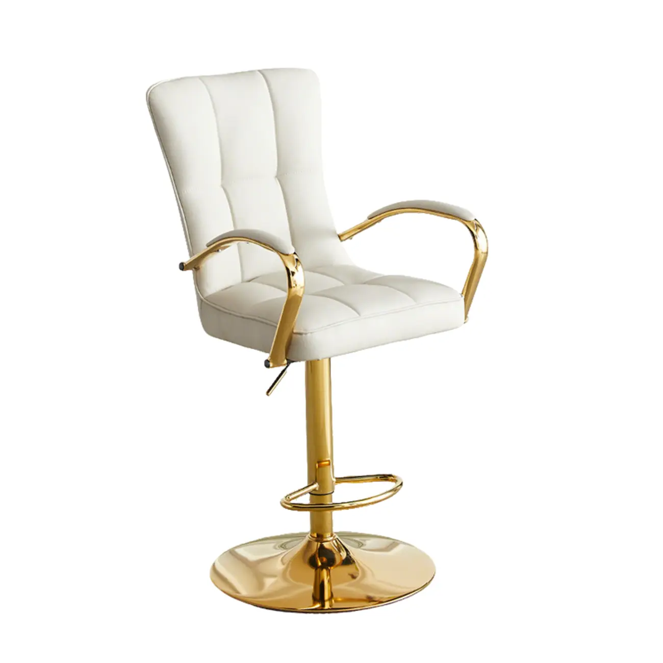 Luxury Mid-back Adjustable Swivel Bar Stools With Arms Image - 12 | homeyfad