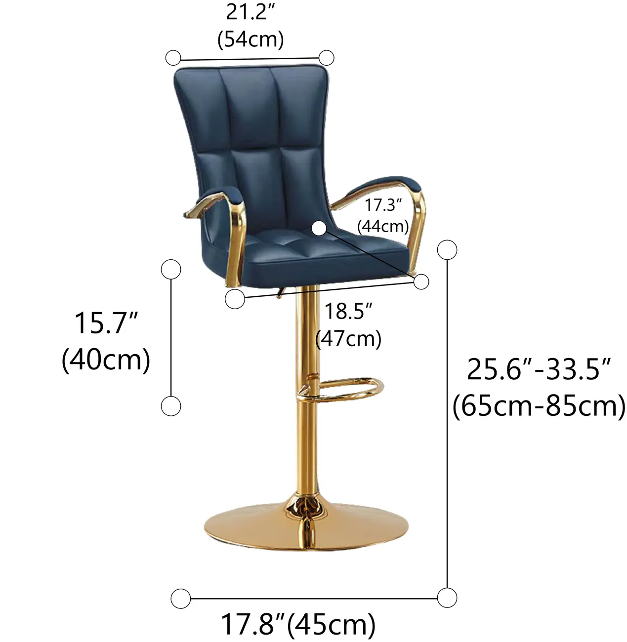 Luxury Mid-back Adjustable Swivel Bar Stools With Arms Image - 16 | homeyfad