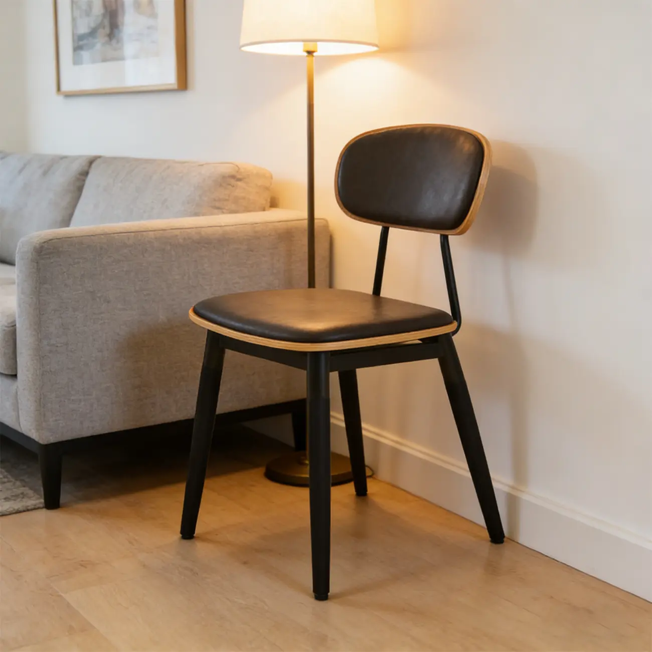 Mid-century Modern Solid Wood Armless Dining Chair Open-back Image - 4 | homeyfad