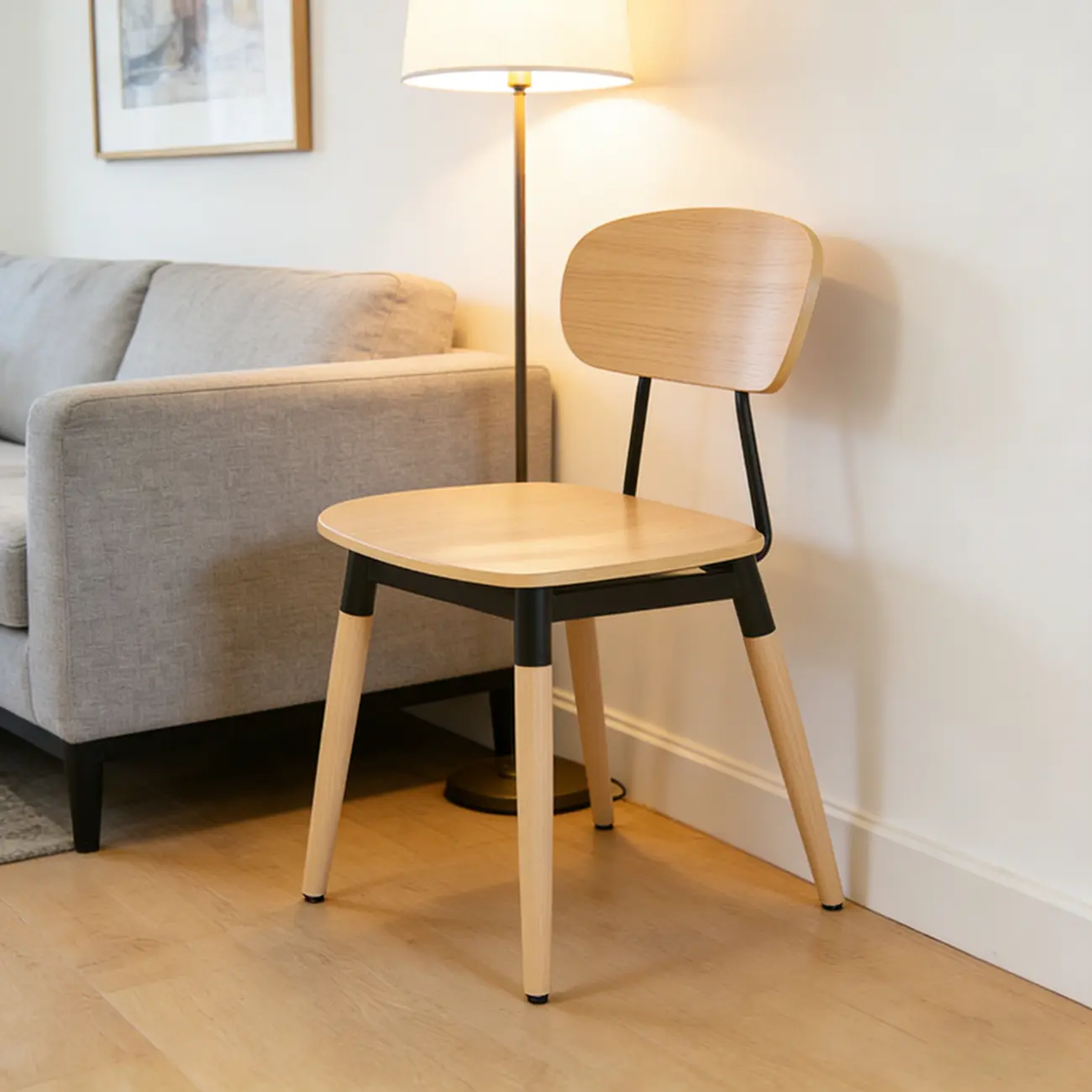 Mid-century Modern Solid Wood Armless Dining Chair Open-back Image - 5 | homeyfad