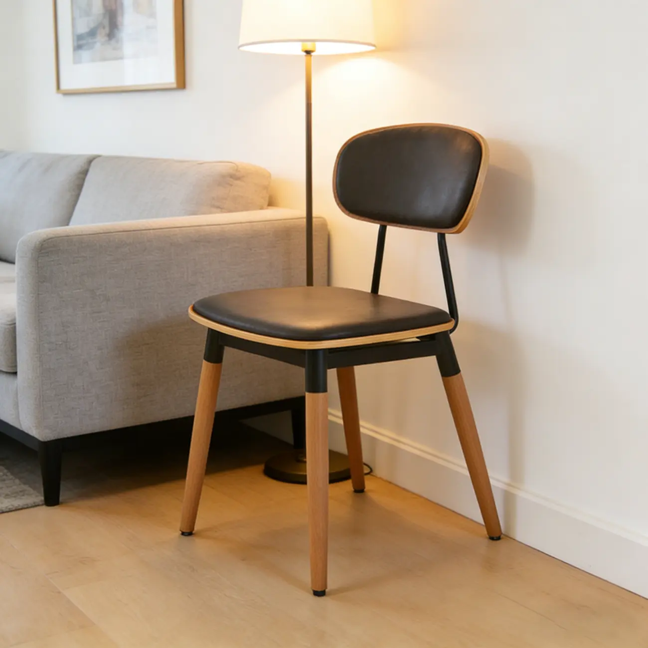 Mid-century Modern Solid Wood Armless Dining Chair Open-back Image - 6 | homeyfad