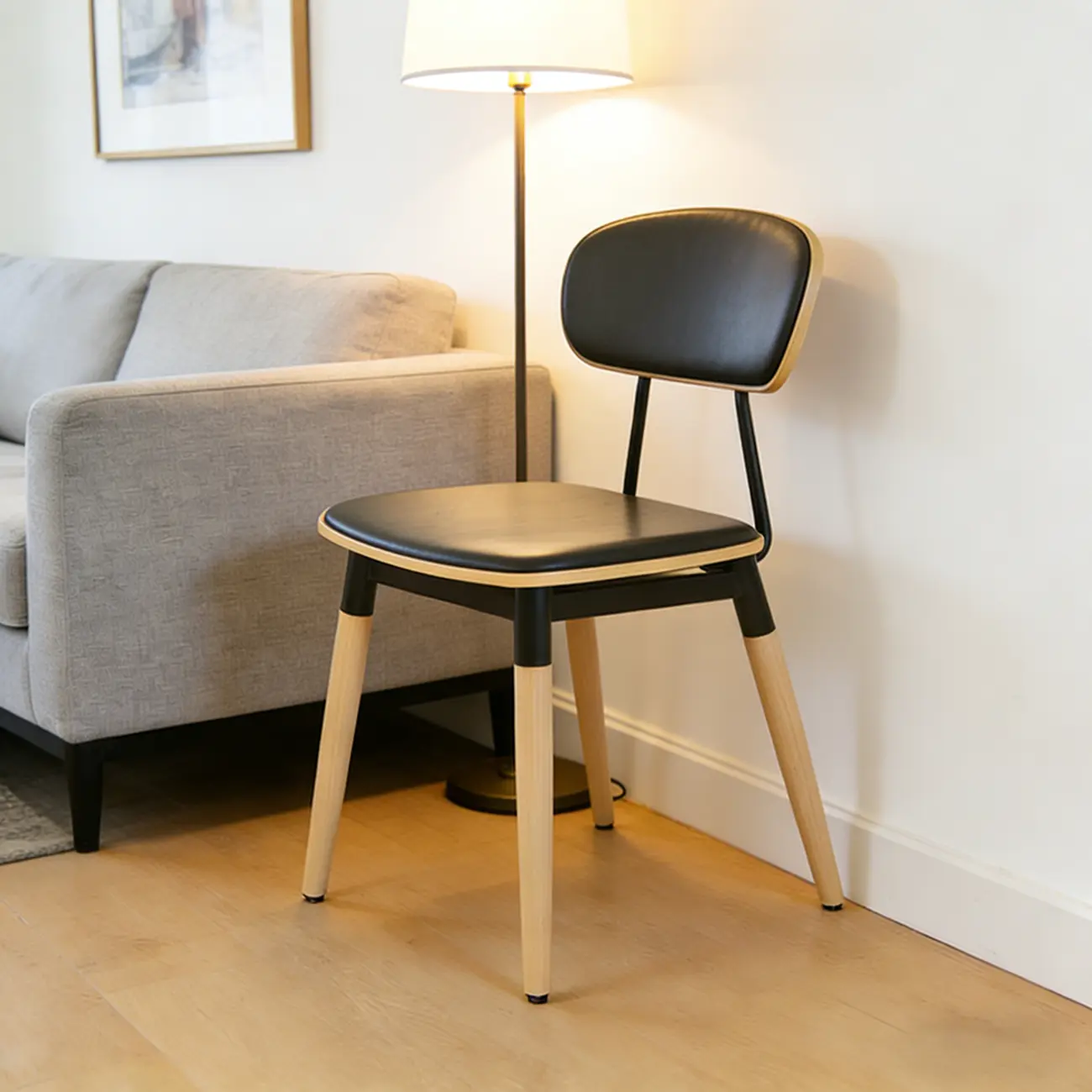 Mid-century Modern Solid Wood Armless Dining Chair Open-back Image - 8 | homeyfad