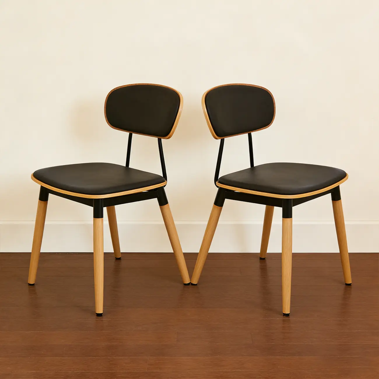 Mid-century Modern Solid Wood Armless Dining Chair Open-back Image - 10 | homeyfad