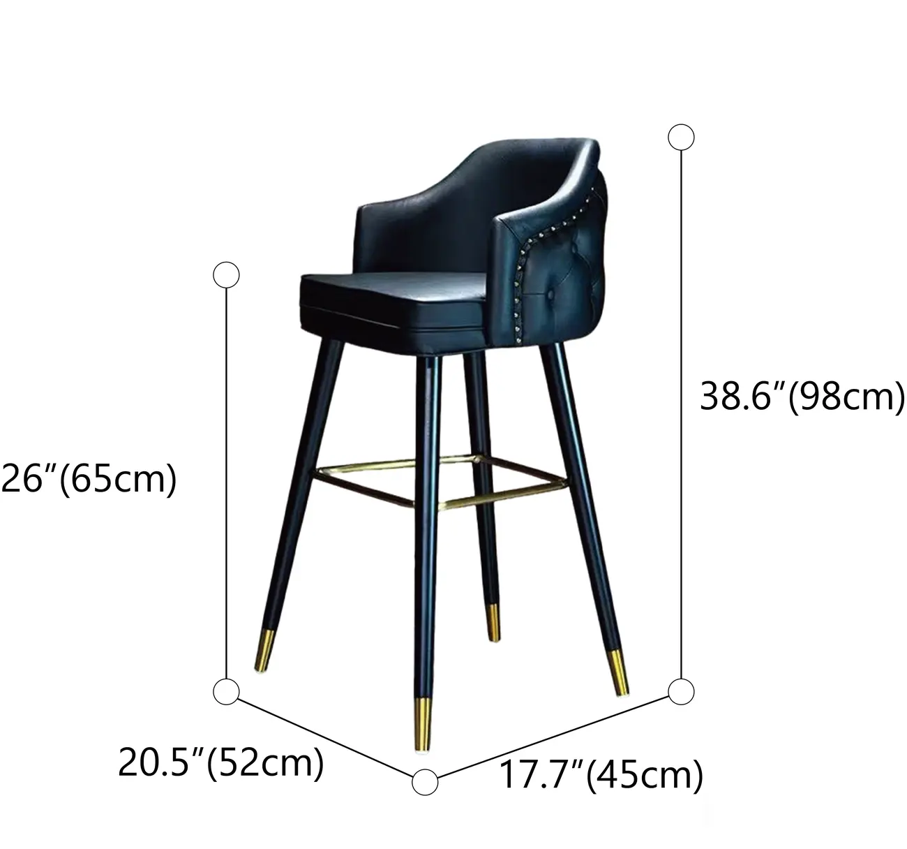 Mid-century Modern Upholstered Tufted Back Tuxedo Counter Stools #size | homeyfad