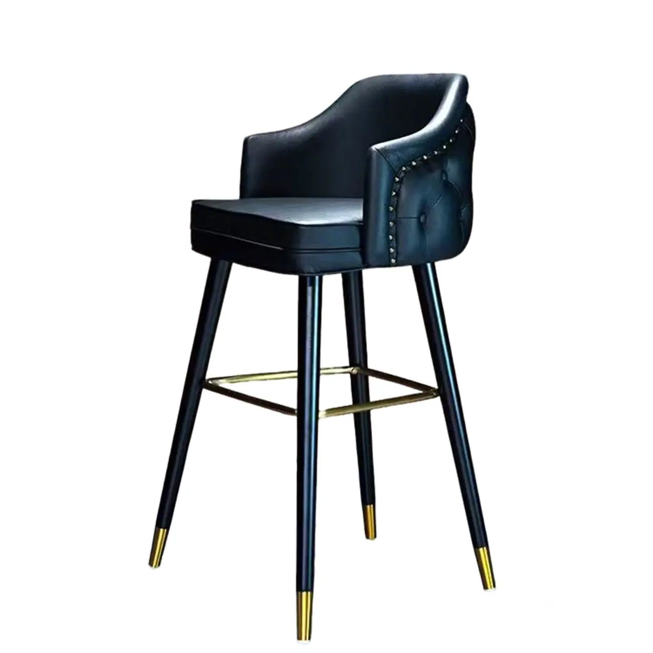 Mid-century Modern Upholstered Tufted Back Tuxedo Counter Stools Image - 16 | homeyfad