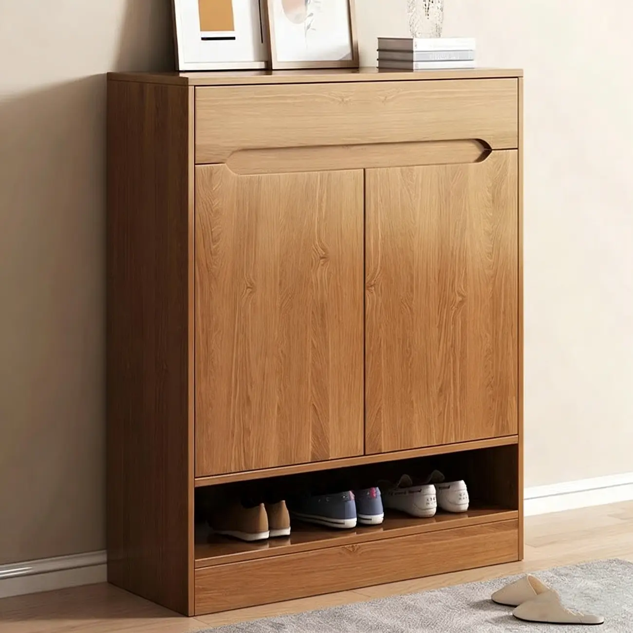 Entryway Adjustable Wooden Shoe Storage Cabinet with Doors Image - 1 | homeyfad