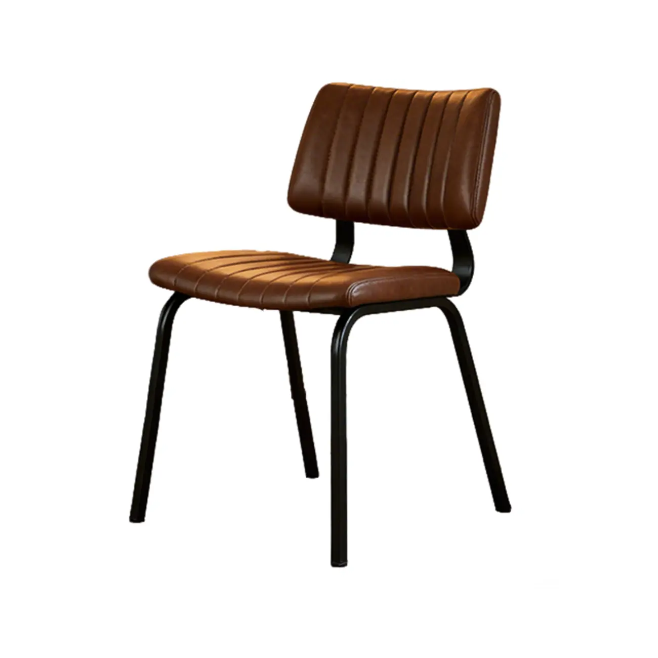 Industrial Armless Faux Leather Dining Chair Metal Legs Image - 18 | homeyfad