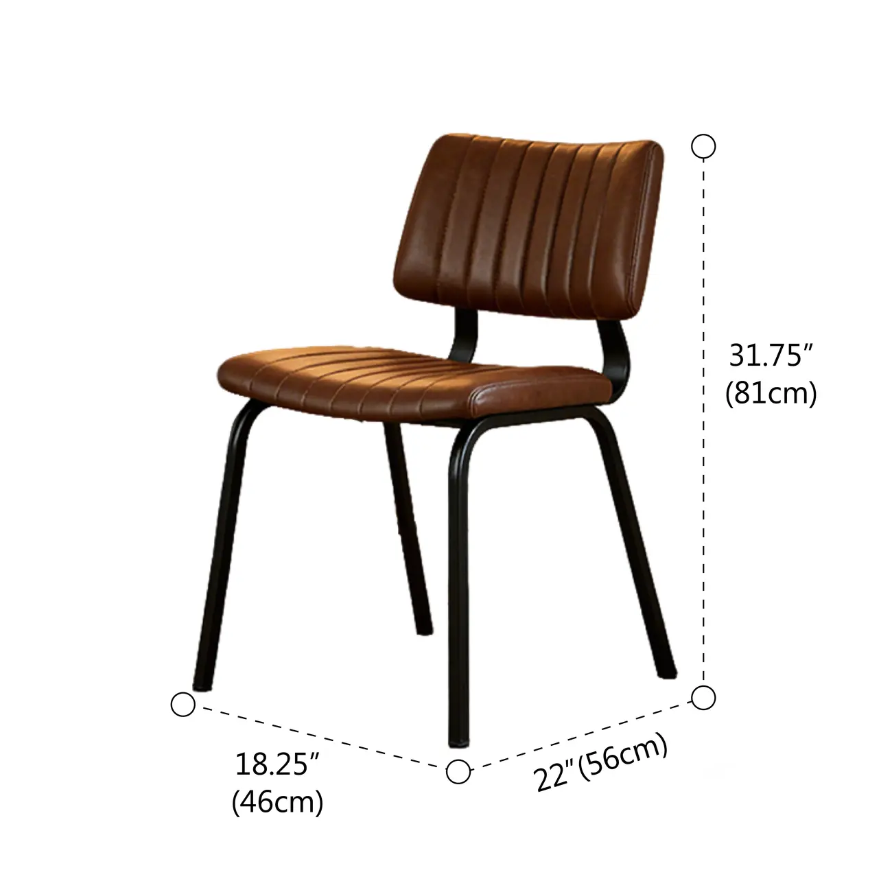 Industrial Armless Faux Leather Dining Chair Metal Legs #size | homeyfad