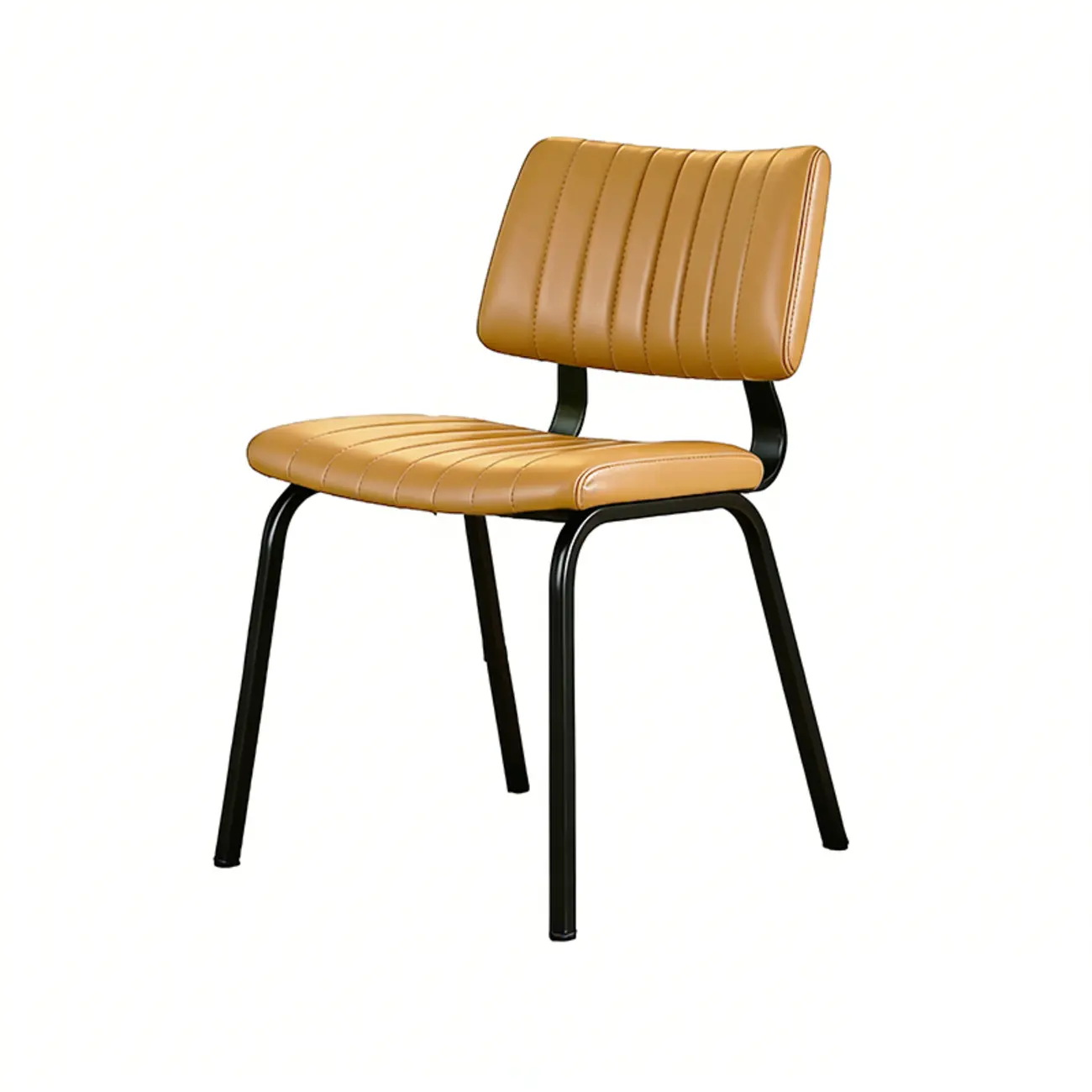 Industrial Armless Faux Leather Dining Chair Metal Legs Image - 20 | homeyfad