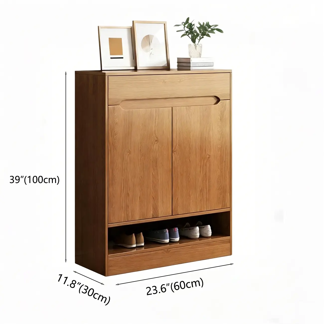 Entryway Adjustable Wooden Shoe Storage Cabinet with Doors Image - 16 | homeyfad