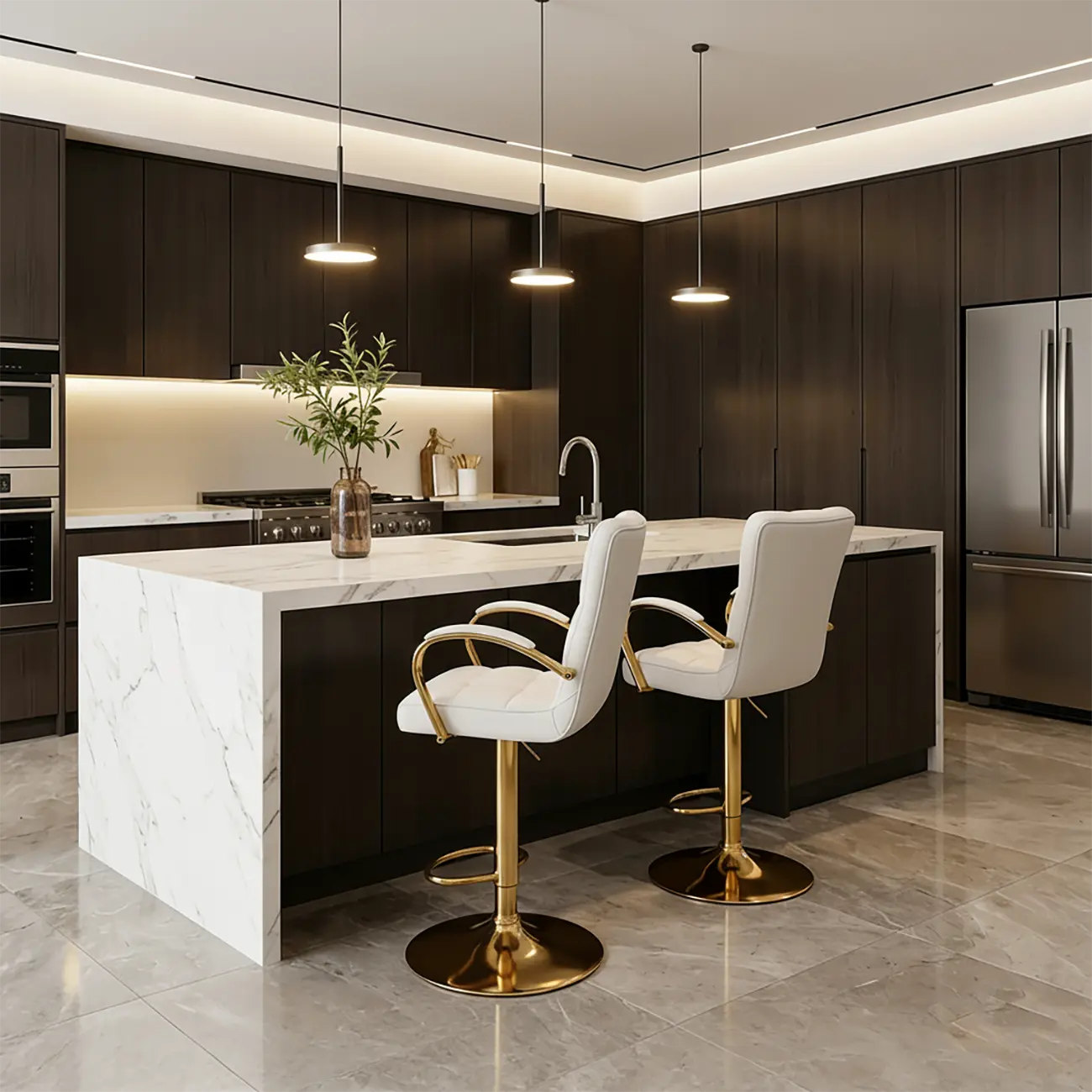 Luxury Mid-back Adjustable Swivel Bar Stools With Arms Image - 2 | homeyfad