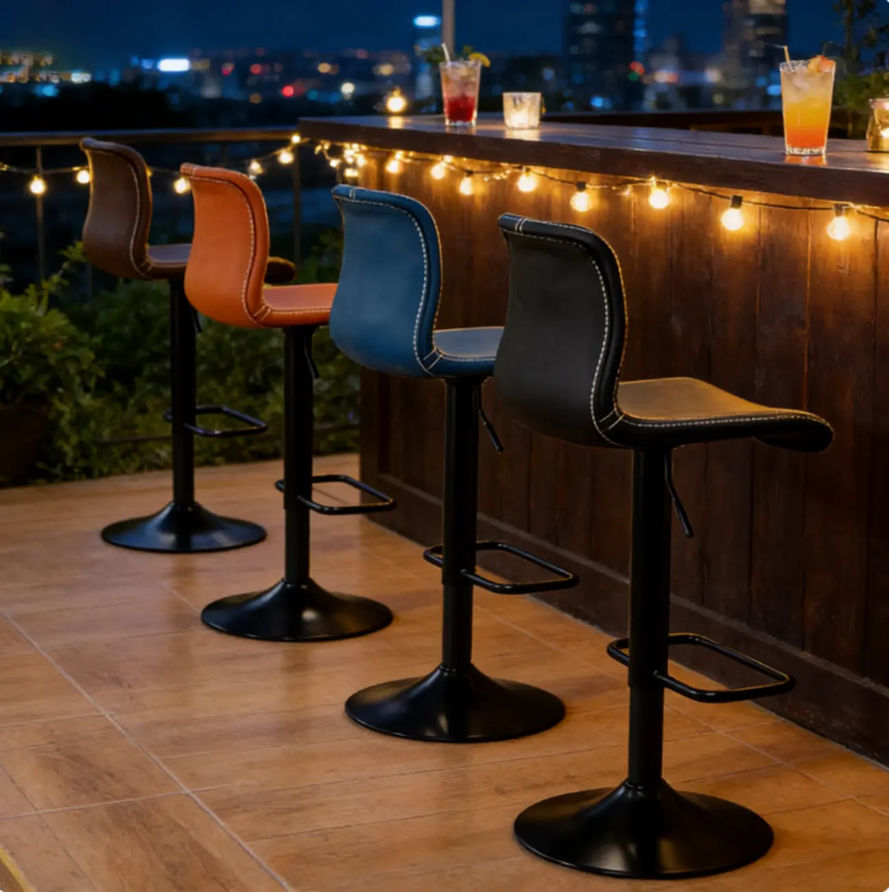Leather Low Back Adjustable Swivel Sleek Bar Stools Image - 1 | homeyfad