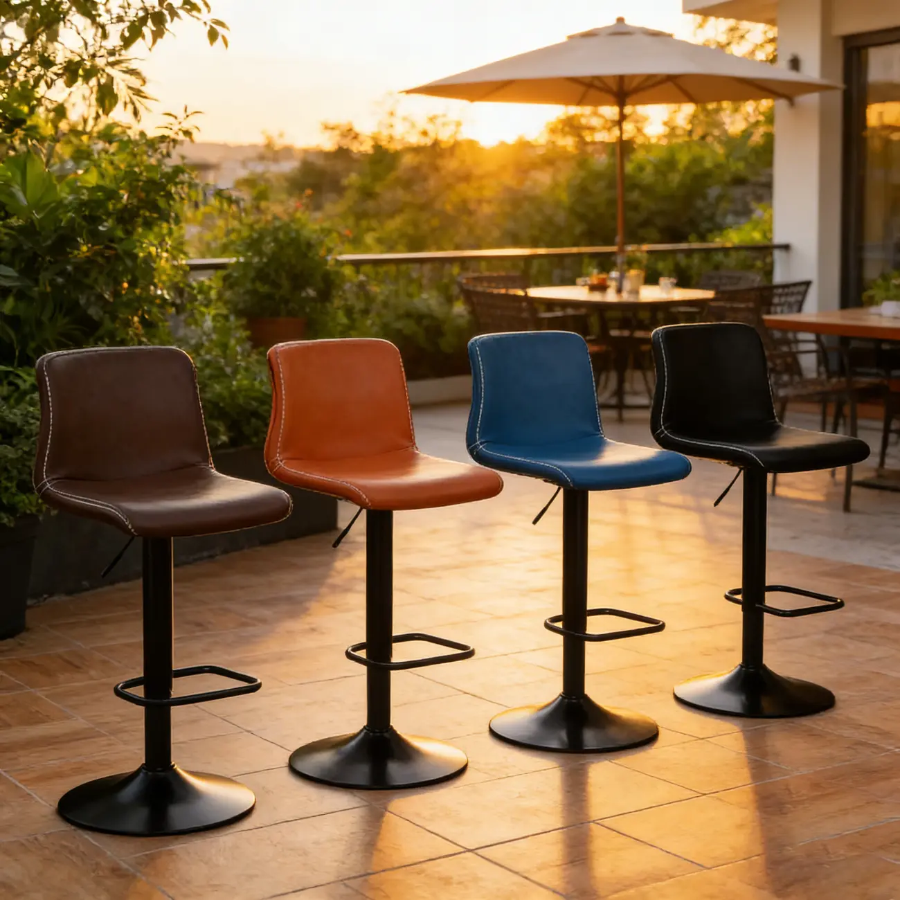 Leather Low Back Adjustable Swivel Sleek Bar Stools Image - 3 | homeyfad