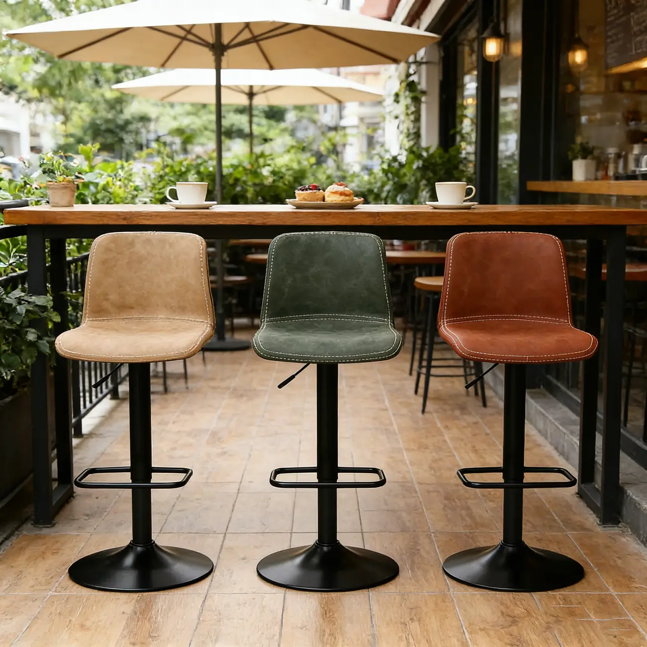 Leather Low Back Adjustable Swivel Sleek Bar Stools Image - 2 | homeyfad