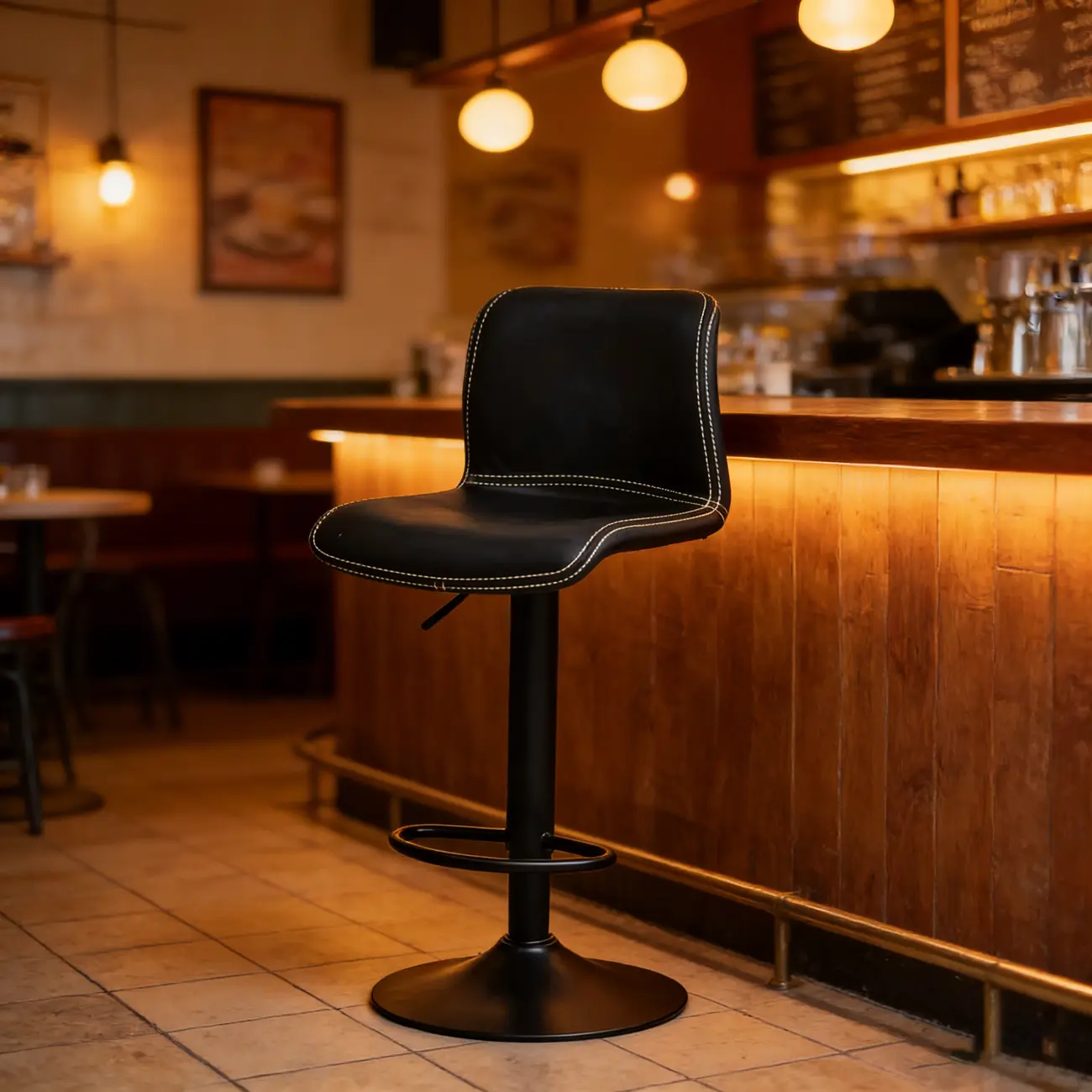 Leather Low Back Adjustable Swivel Sleek Bar Stools Image - 6 | homeyfad