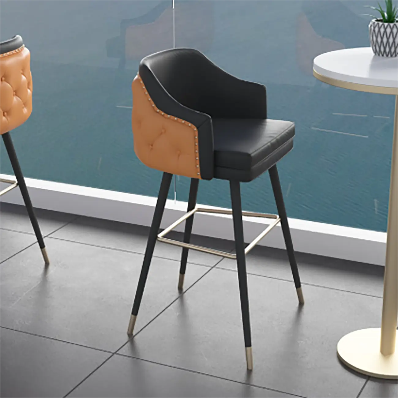 Mid-century Modern Upholstered Tufted Back Tuxedo Counter Stools Image - 12 | homeyfad