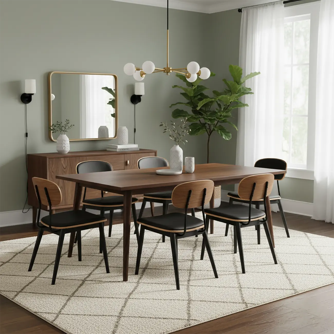 Mid-century Modern Solid Wood Armless Dining Chair Open-back Image - 3 | homeyfad