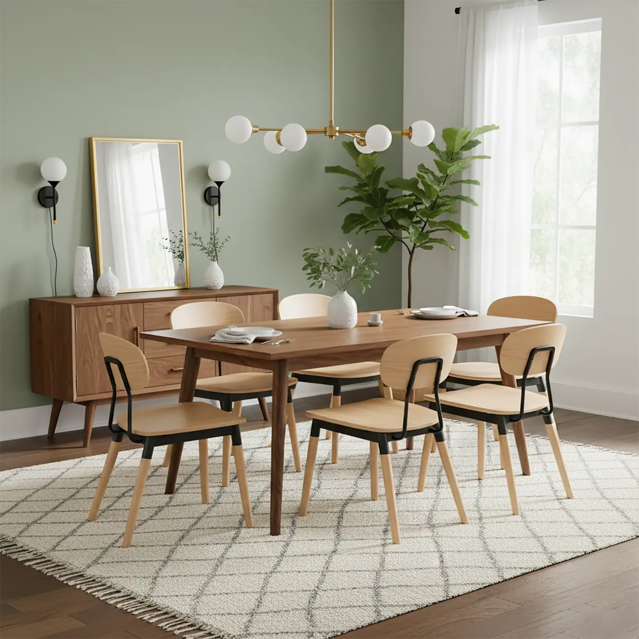 Mid-century Modern Solid Wood Armless Dining Chair Open-back Image - 2 | homeyfad