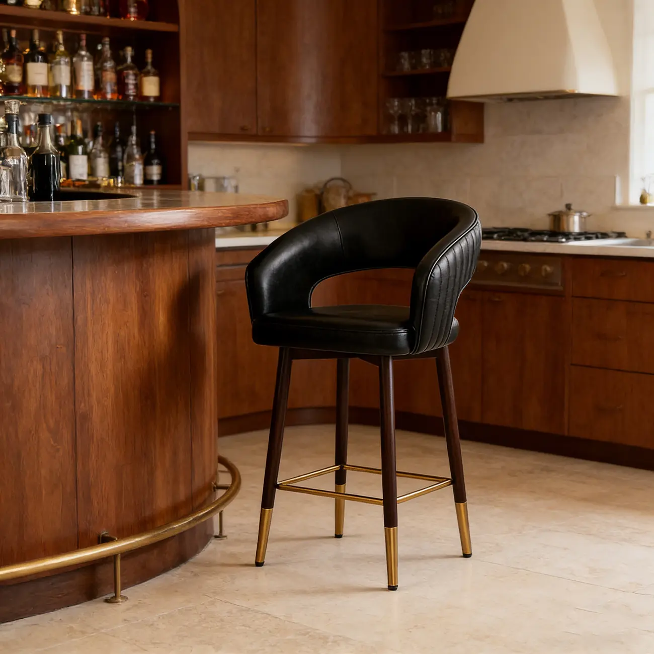 Swivel Modern Cut-out Back Upholstered Counter Stools Image - 1 | homeyfad