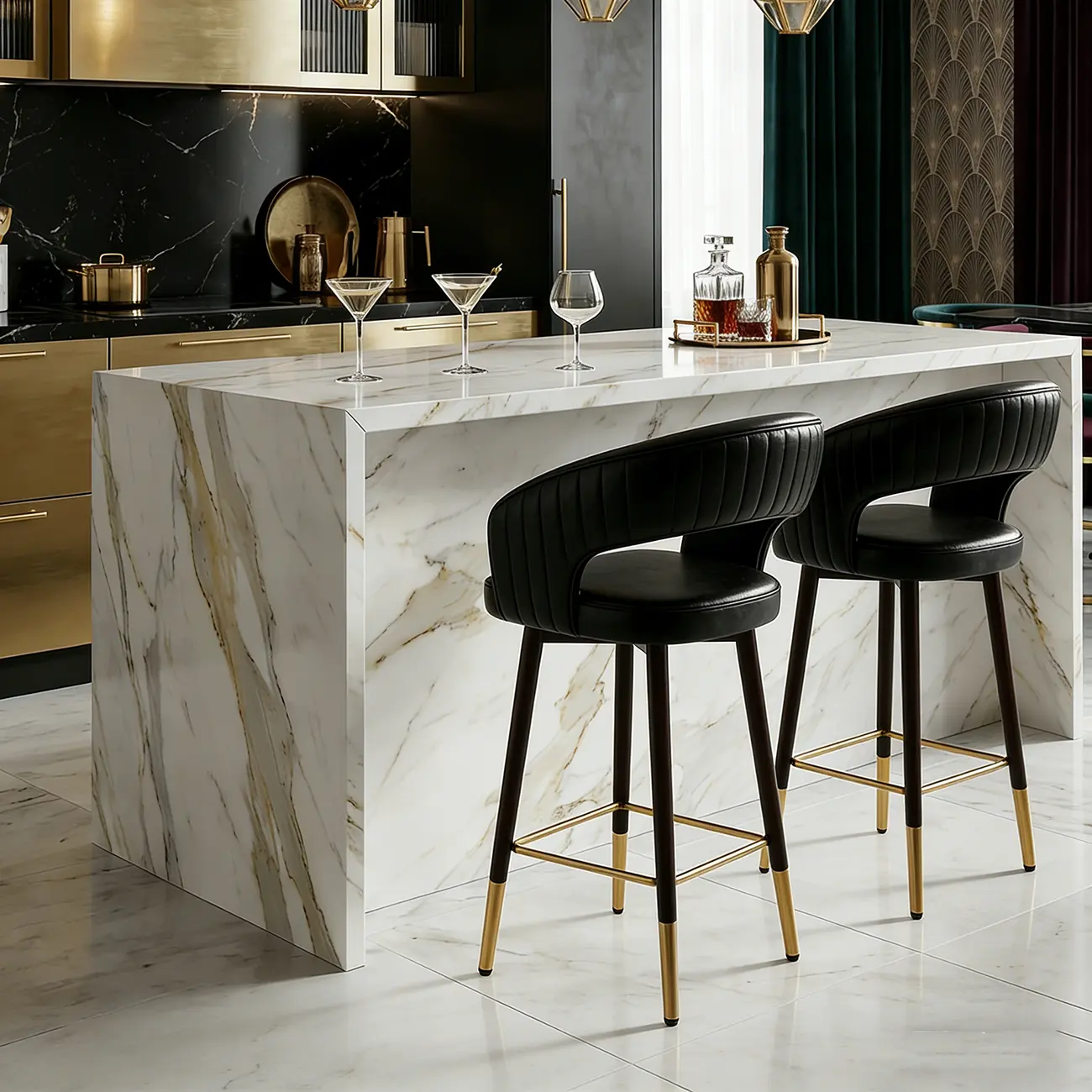 Swivel Modern Cut-out Back Upholstered Counter Stools Image - 6 | homeyfad