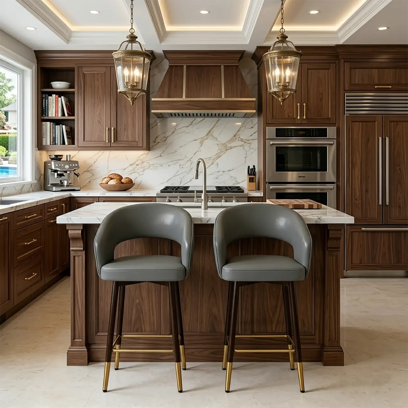 Swivel Modern Cut-out Back Upholstered Counter Stools Image - 5 | homeyfad