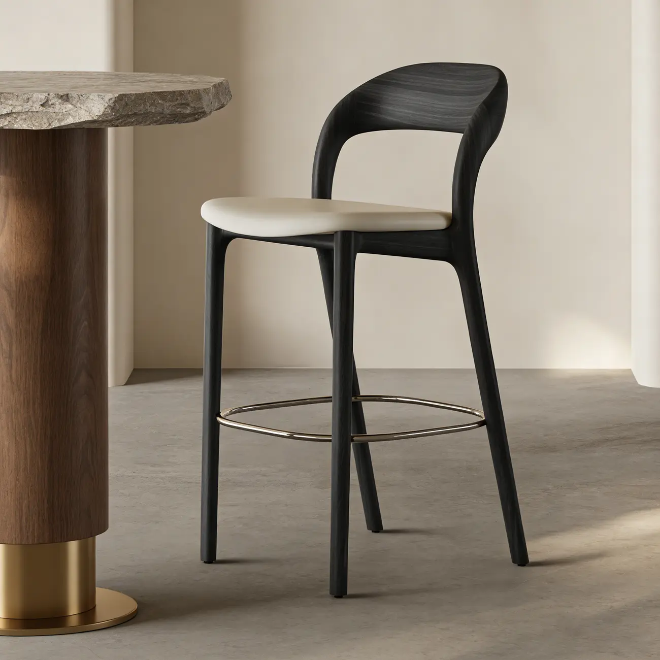 Mid-Century Modern Wood Faux Leather Bar Stool Image - 11 | homeyfad