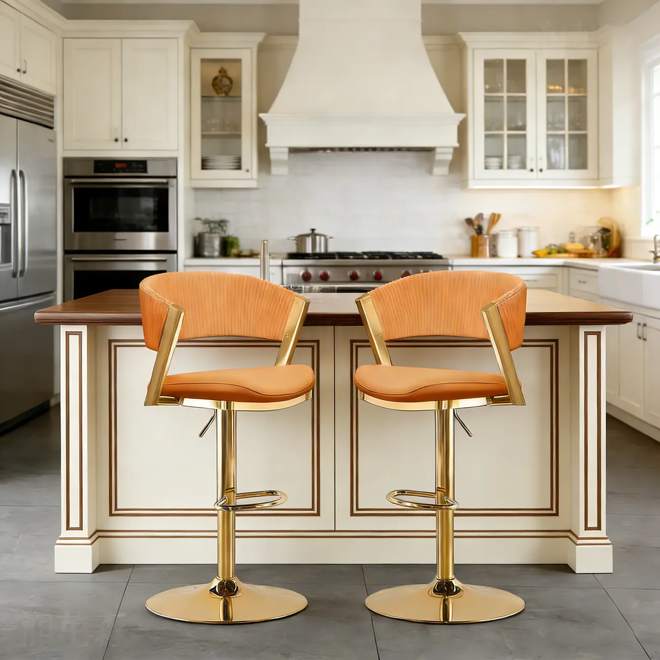 Adjustable Faux Leather Glam Swivel Bar Stools Gold Base Image - 10 | homeyfad