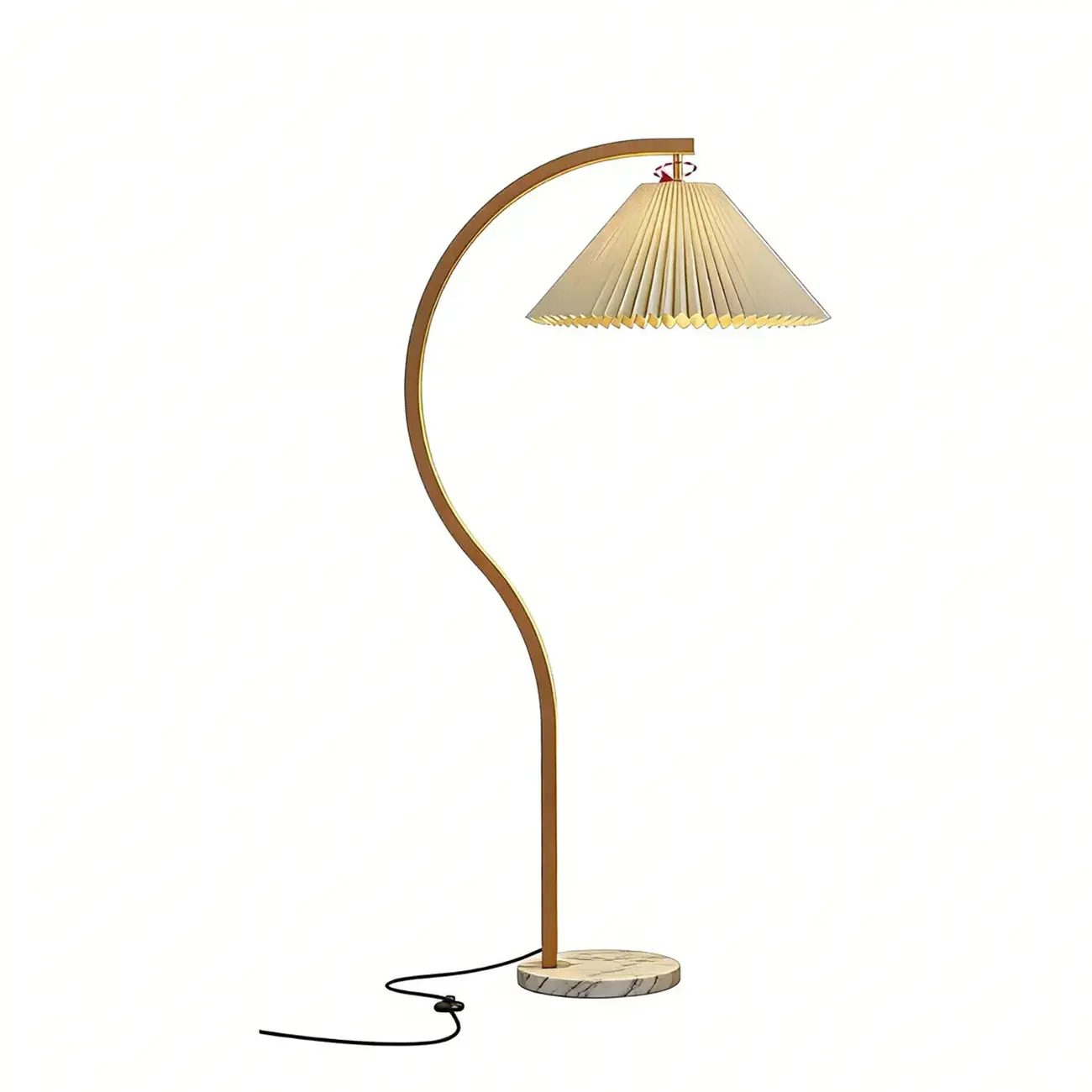 Modern Arched Floor Lamp with Adjustable Pleated Shade Image - 13 | homeyfad