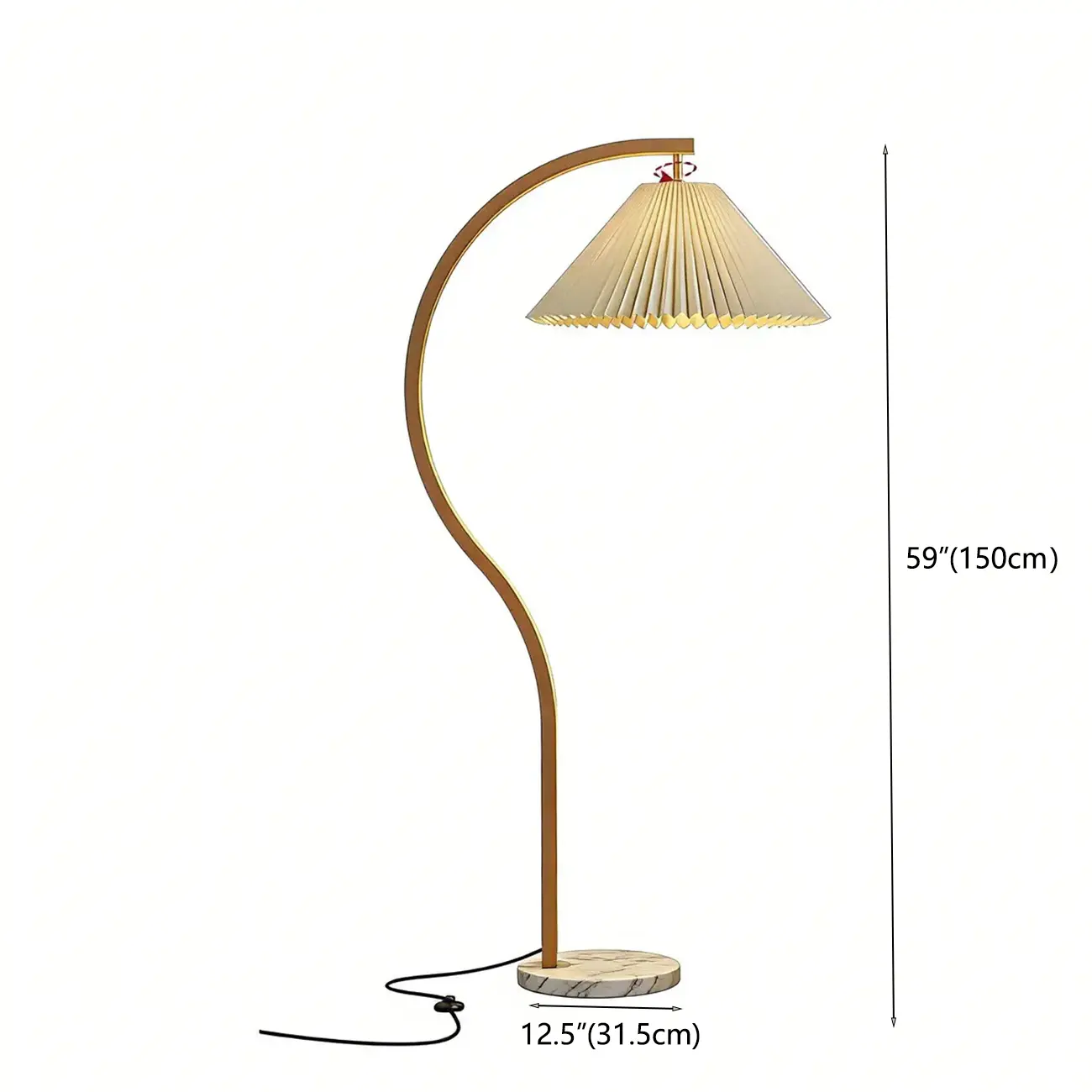 Modern Arched Floor Lamp with Adjustable Pleated Shade #size | homeyfad