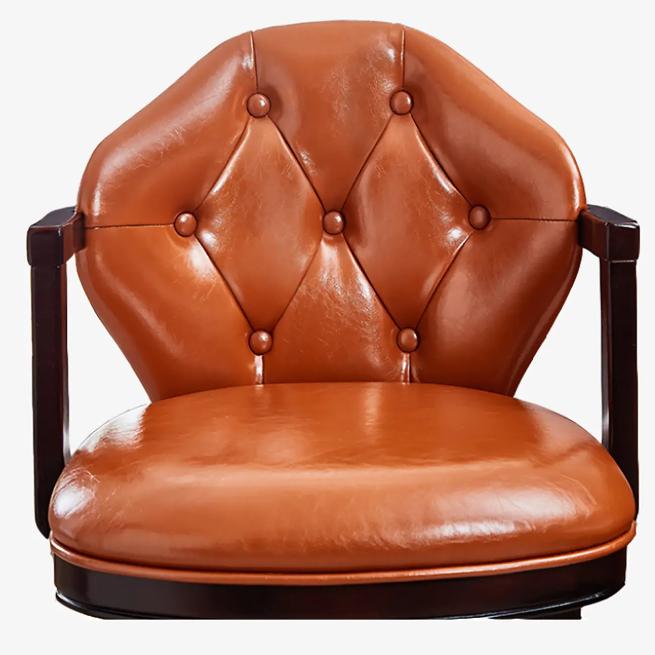 Genuine Leather Traditional Wingback Swivel Bar Stool Solid Wood Image - 12 | homeyfad