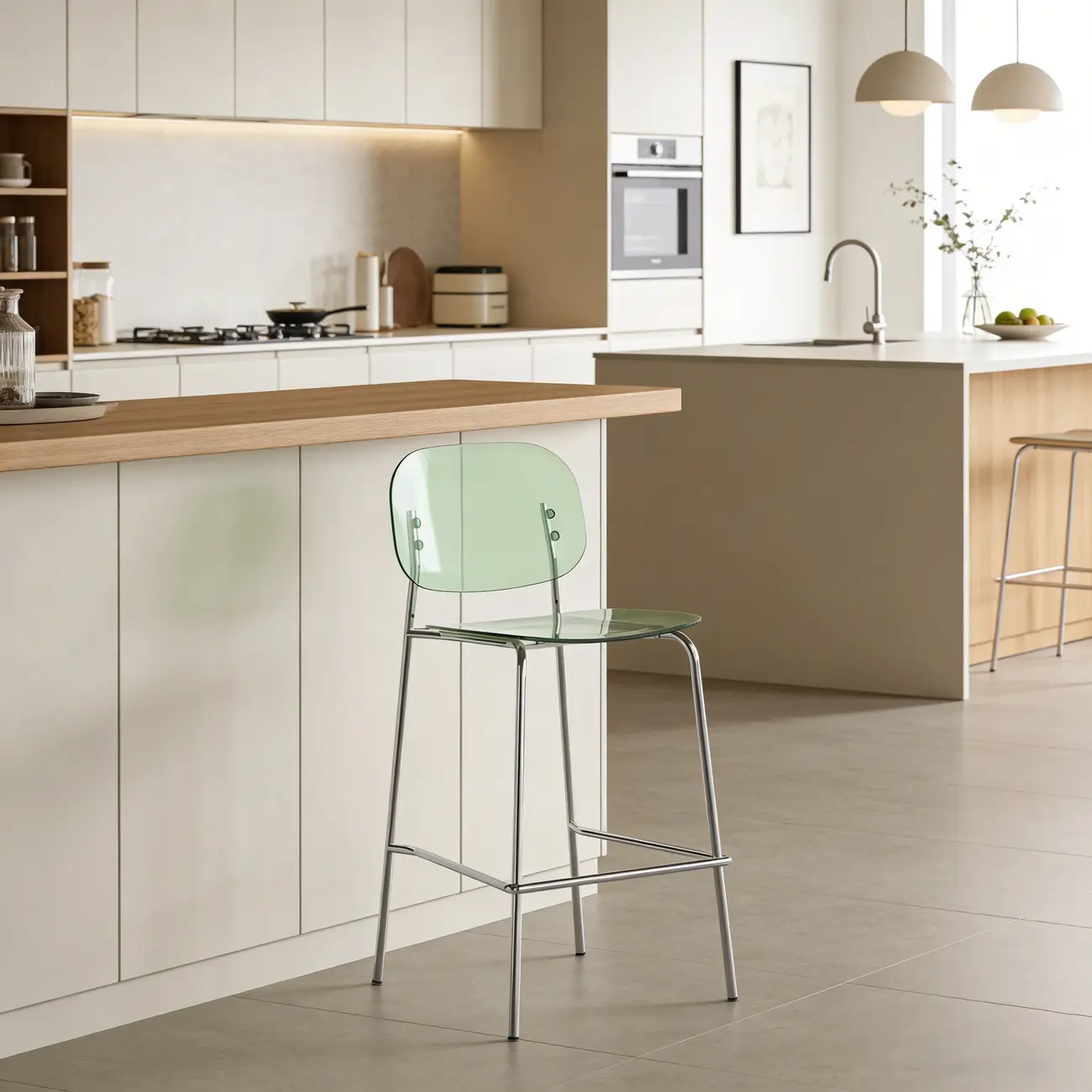 Modern Metal Counter Height Acrylic Bar Stools Image - 3 | homeyfad