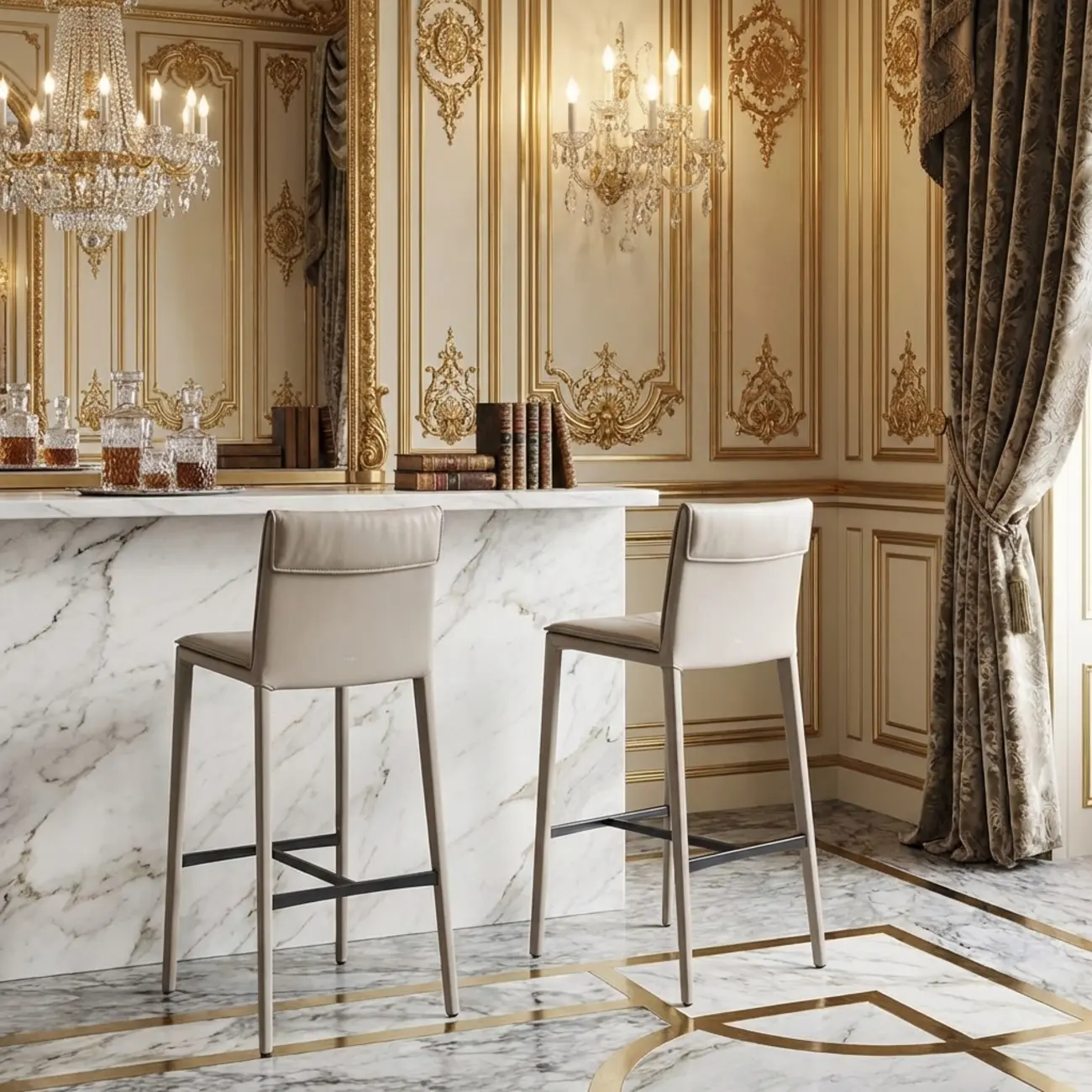 Minimalist Genuine Leather Sleek Tapered Bar Stools Low Back Image - 6 | homeyfad