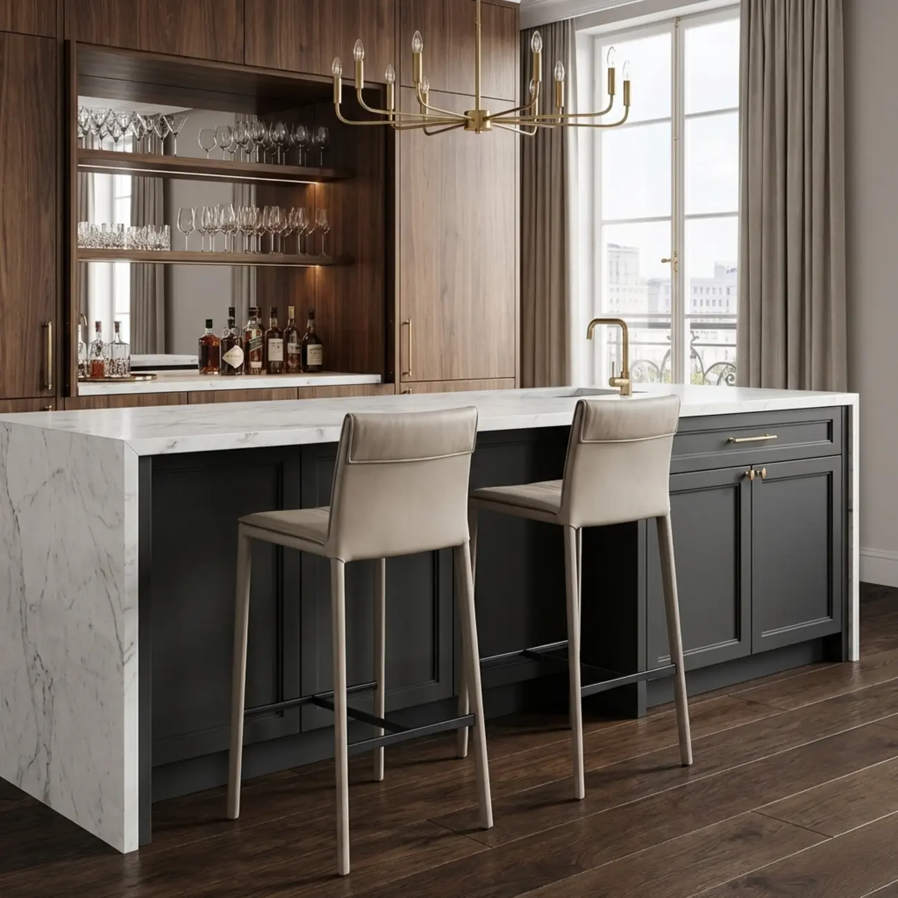 Minimalist Genuine Leather Sleek Tapered Bar Stools Low Back Image - 8 | homeyfad