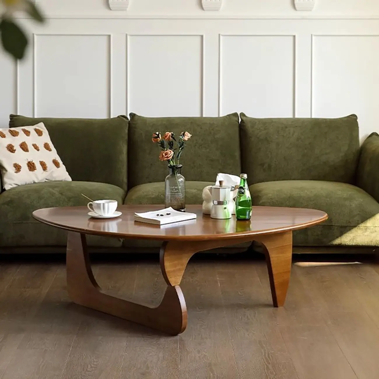 Modern Abstract Wood Triangular Coffee Table Image - 2 | homeyfad