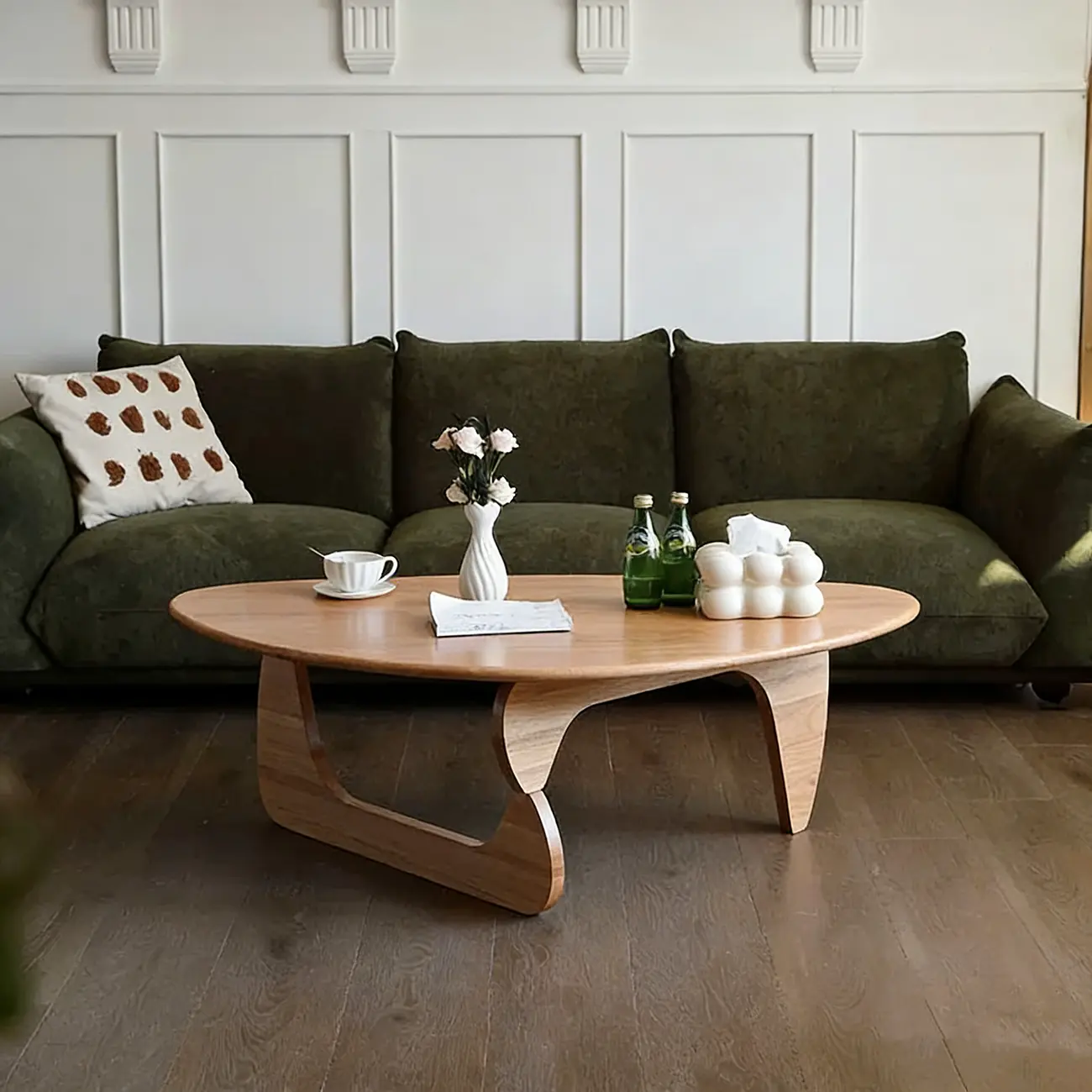 Modern Abstract Wood Triangular Coffee Table Image - 5 | homeyfad