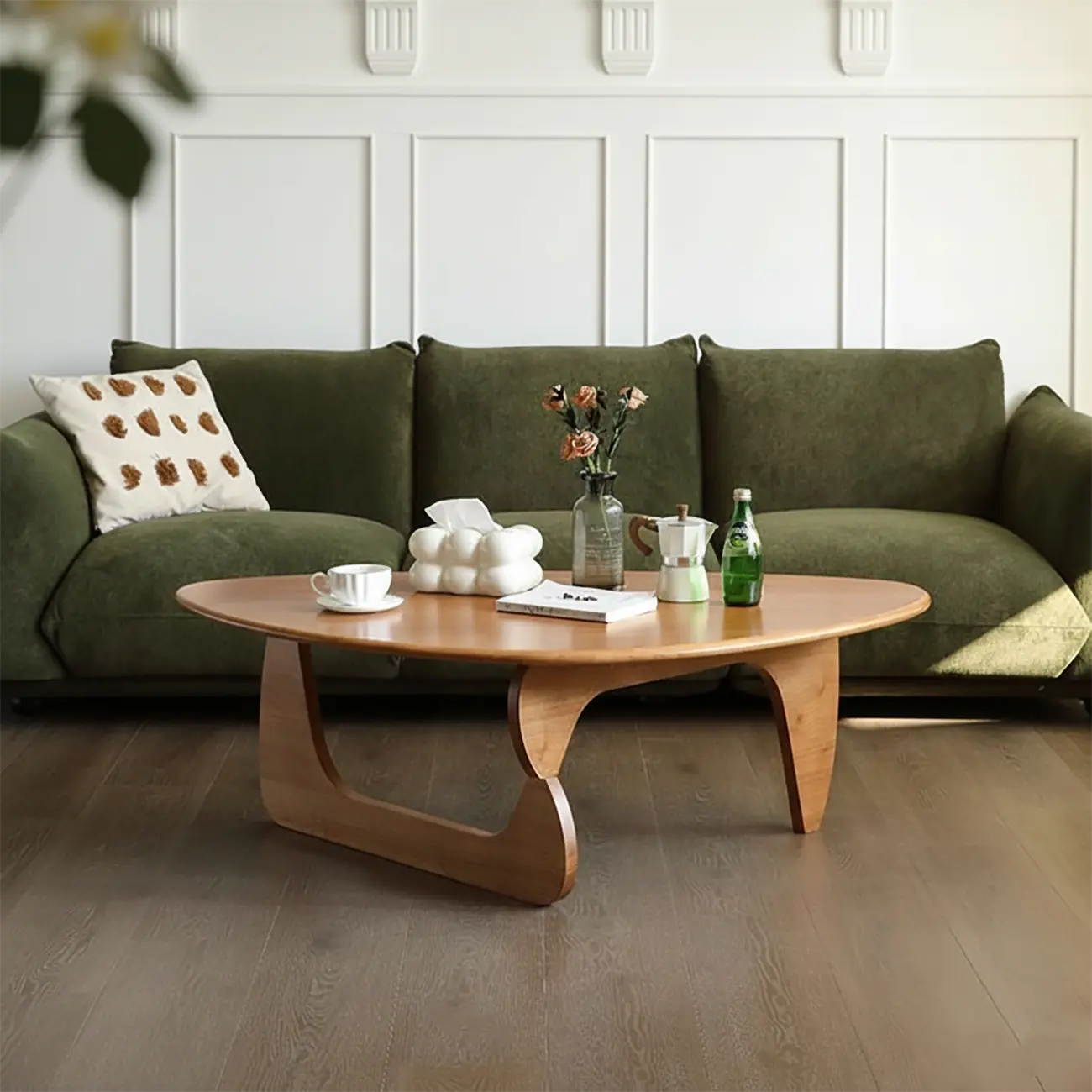 Modern Abstract Wood Triangular Coffee Table Image - 4 | homeyfad