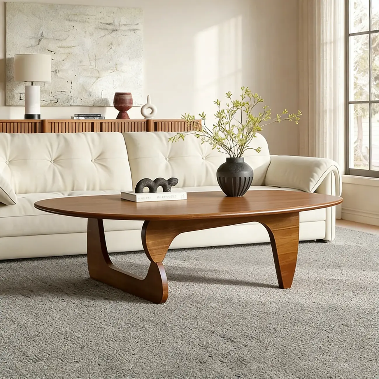 Modern Abstract Wood Triangular Coffee Table Image - 1 | homeyfad