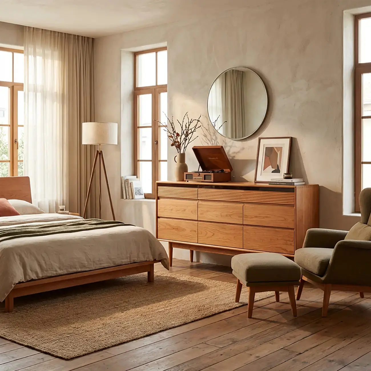 63" Scandinavian Natural Light Wood Dresser with 8-Drawers Image - 4 | homeyfad