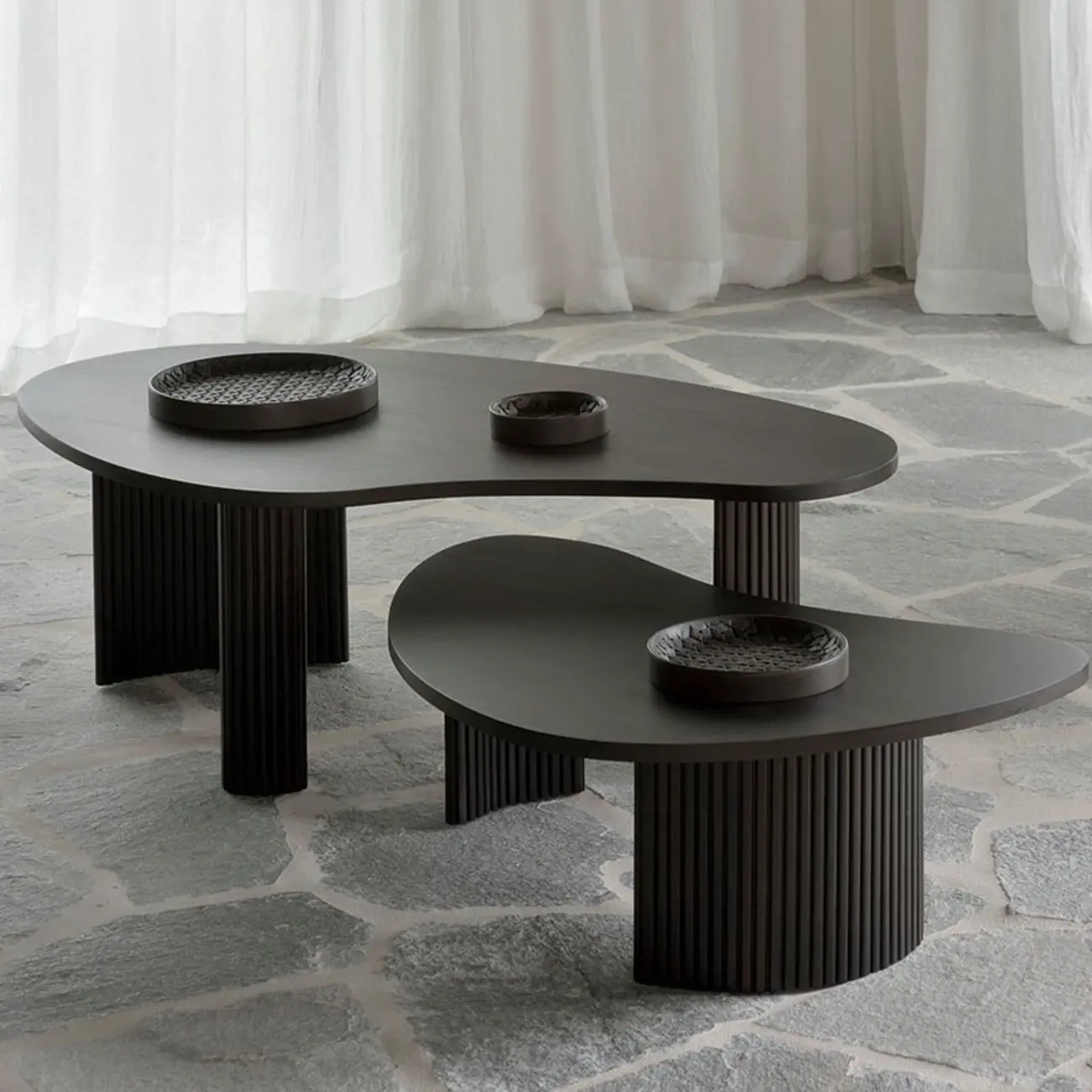 Contemporary Wooden Black Unique Shape Coffee Table Image - 6 | homeyfad