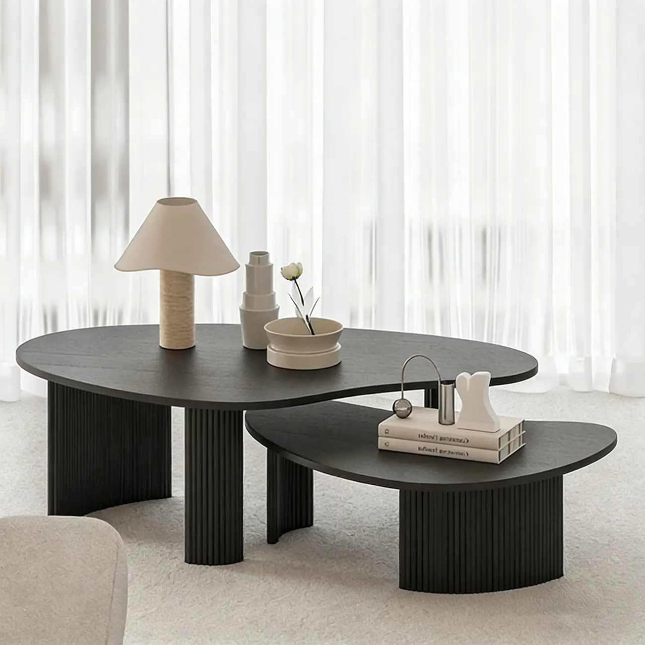 Contemporary Wooden Black Unique Shape Coffee Table Image - 1 | homeyfad