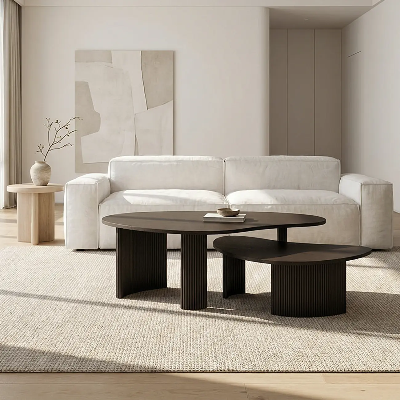 Contemporary Wooden Black Unique Shape Coffee Table Image - 2 | homeyfad